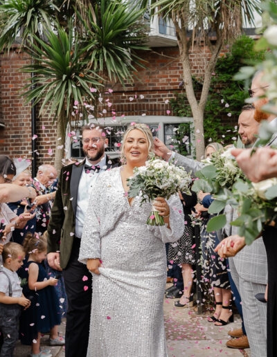 A confetti collection at a wedding in surrey