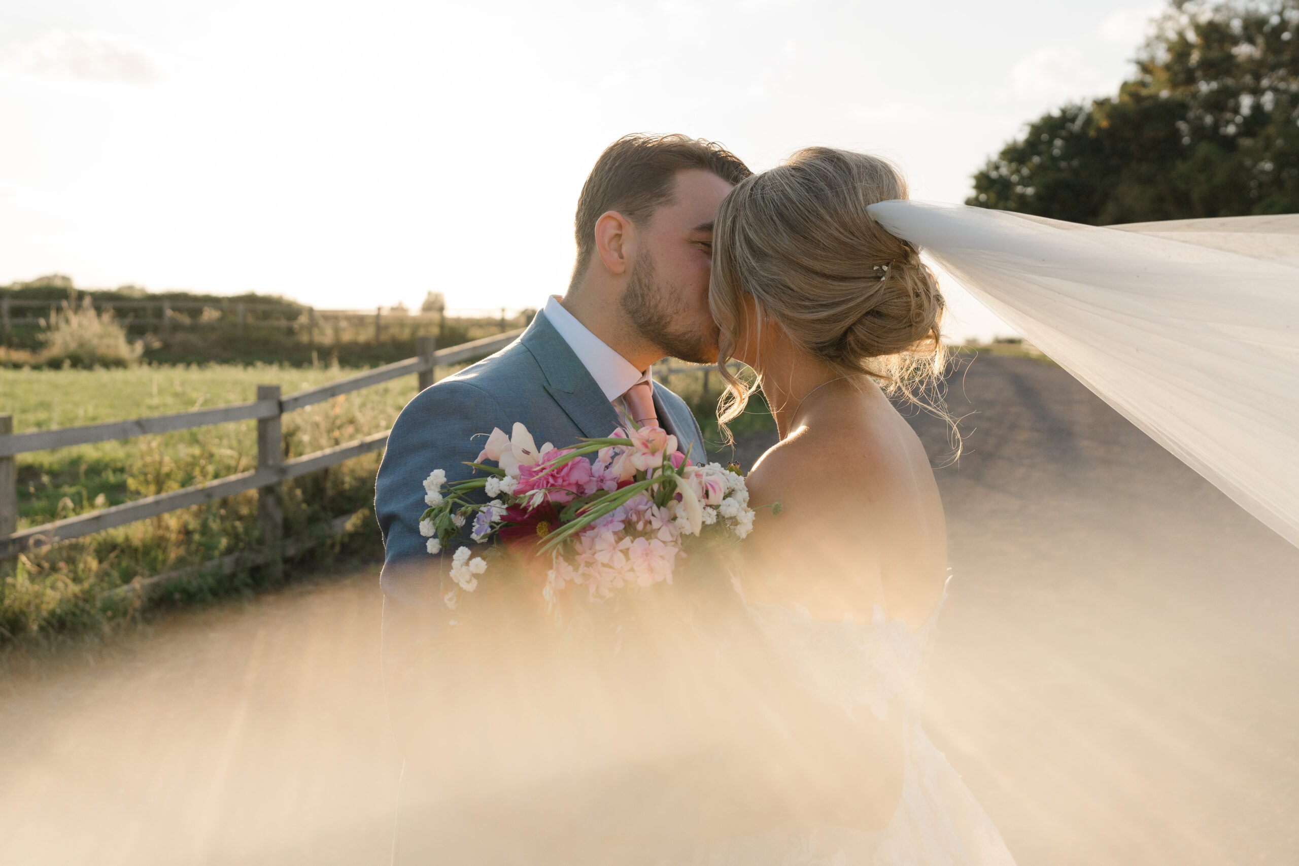 Golden hour wedding photograph